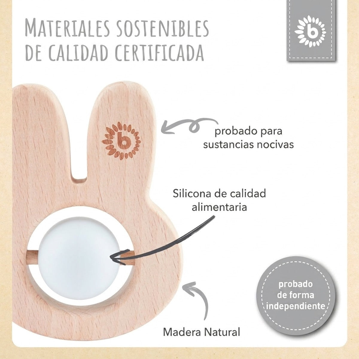 Beißring Hase mit Silikonball - ES Infographic