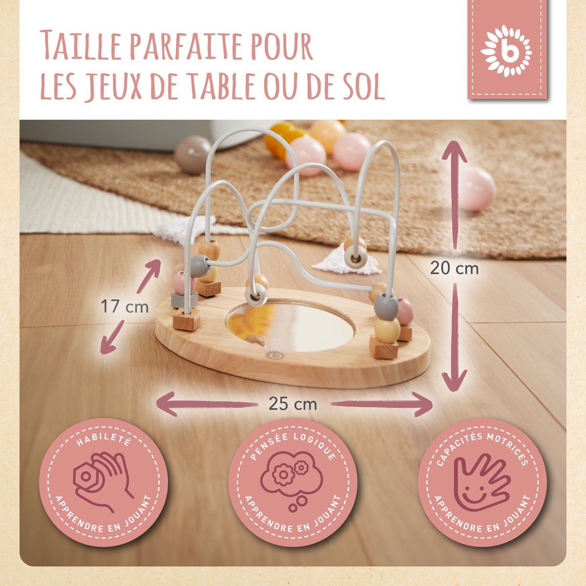 Motorikschleife mit Spiegel rose - FR Infographic
