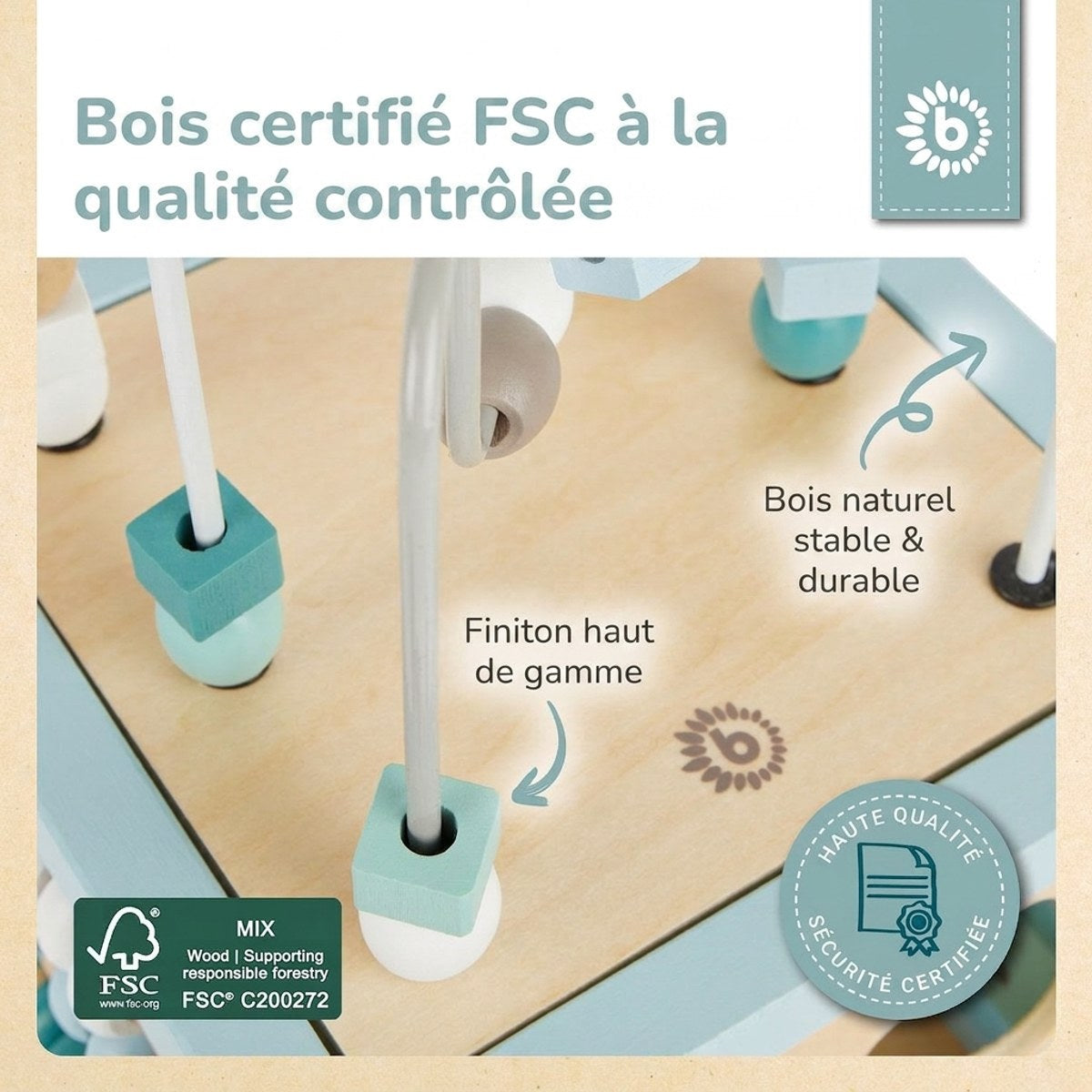 Motorikwürfel Waldtiere Holz FSC® - FR Infographic