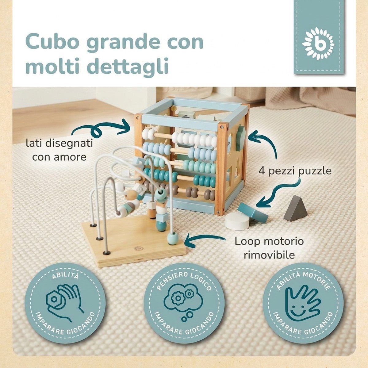Motorikwürfel Waldtiere Holz FSC® - IT Infographic