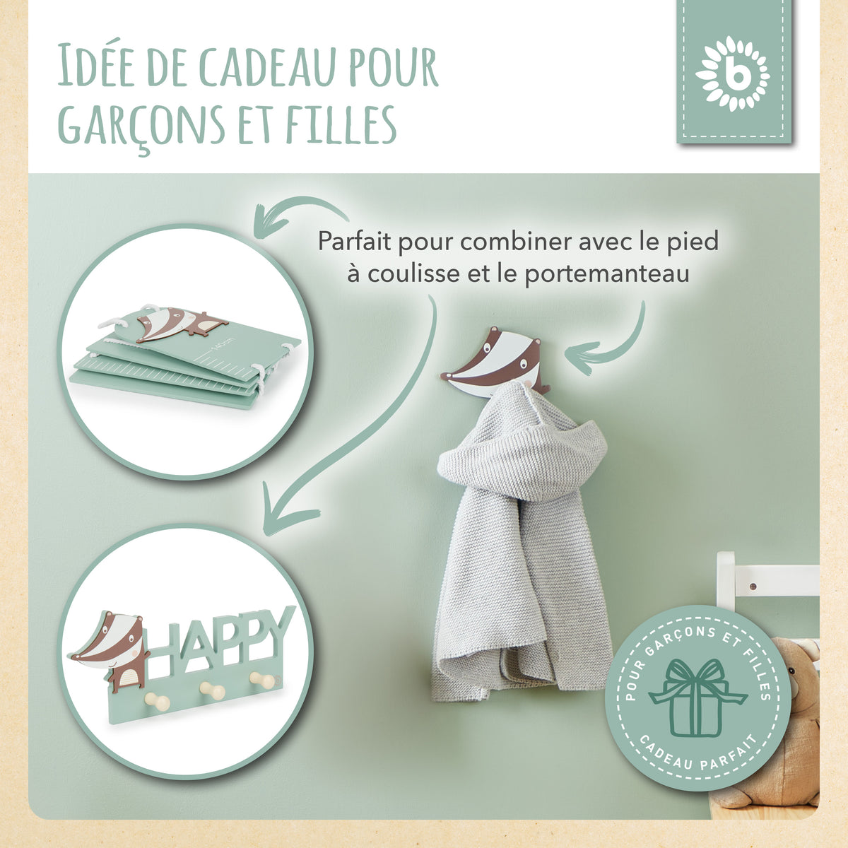 Wandhaken Dachs - FR Infographic