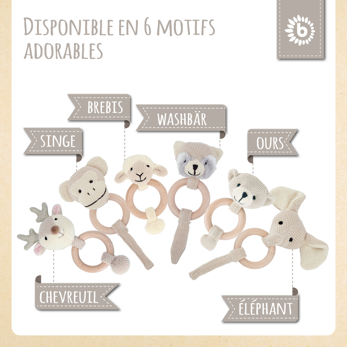 Greifling Affe mit Rassel - FR Infographic
