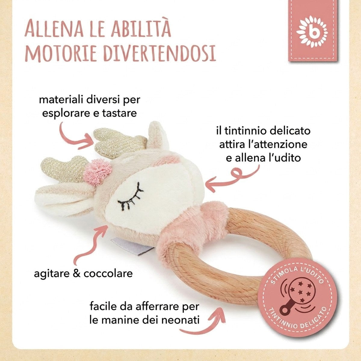 Greifling Reh Ella mit Rassel - IT Infographic