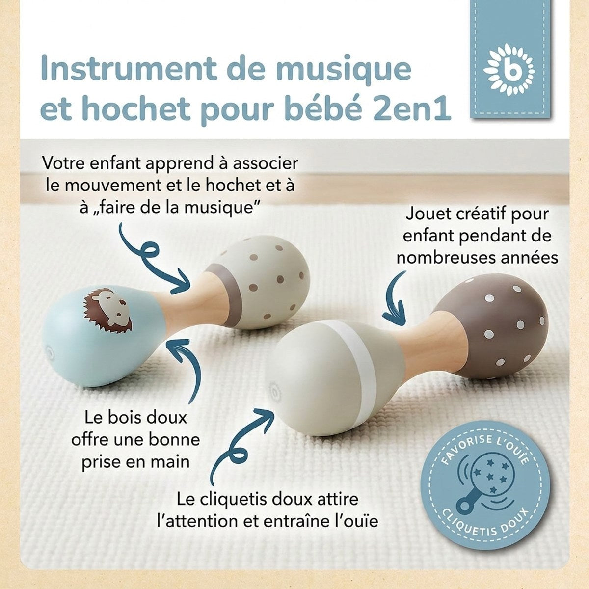 Hantelrasseln 2er Set Igel - FR Infographic