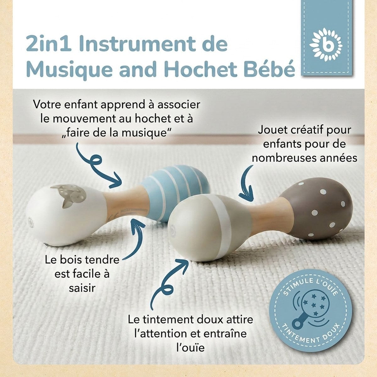 Hantelrasseln 2er Set Reh - FR Infographic