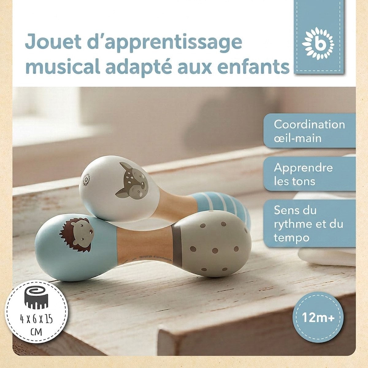 Hantelrasseln 2er Set Waldtiere - FR Infographic