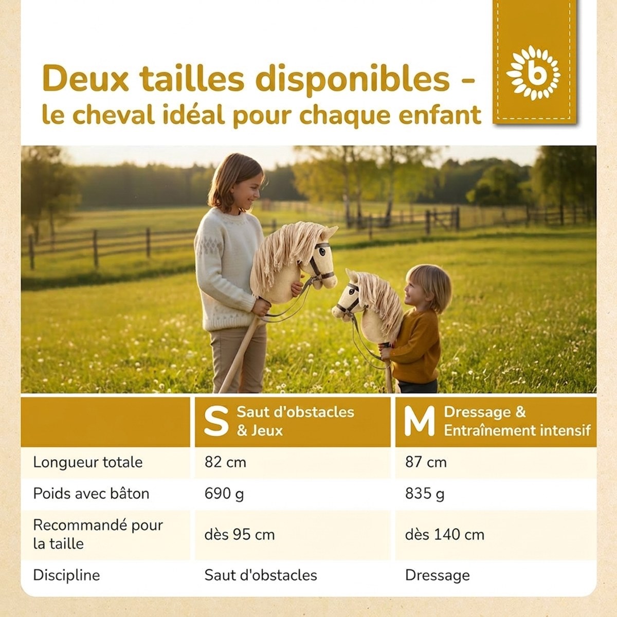 HOBBY HORSE BEIGE - GRÖSSE M - FR Infographic