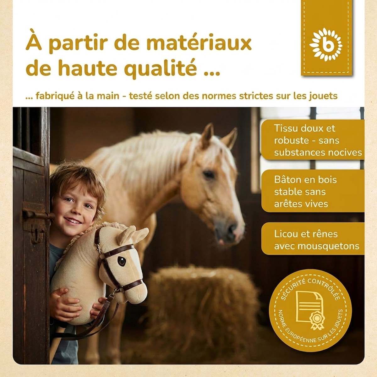 HOBBY HORSE BEIGE - GRÖSSE M - FR Infographic