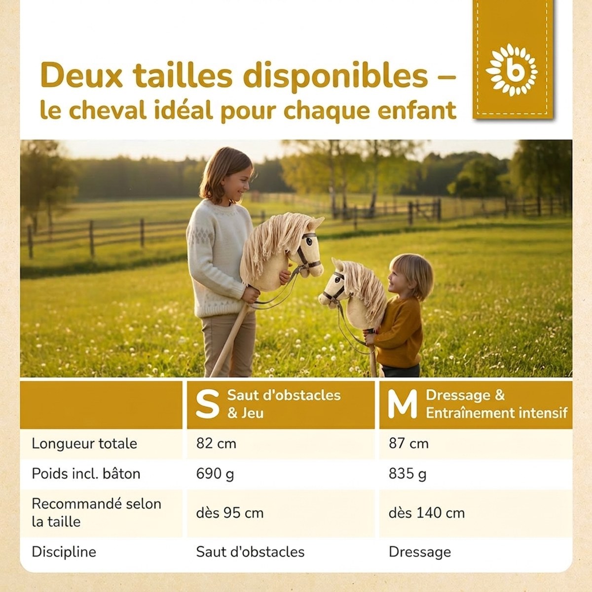 HOBBY HORSE BEIGE - GRÖSSE S - FR Infographic