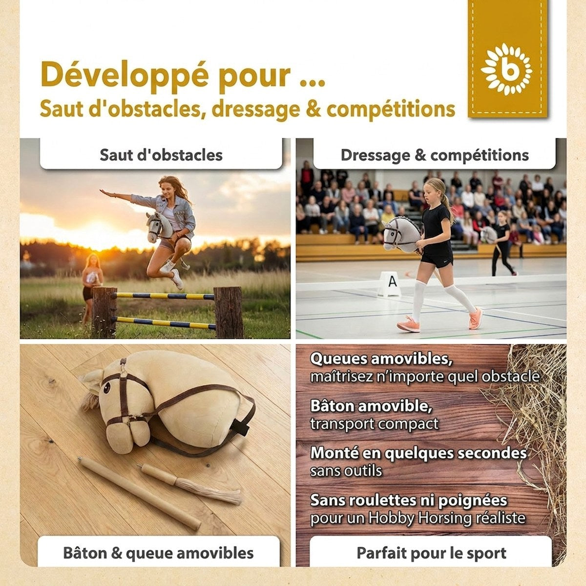 HOBBY HORSE BEIGE - GRÖSSE S - FR Infographic
