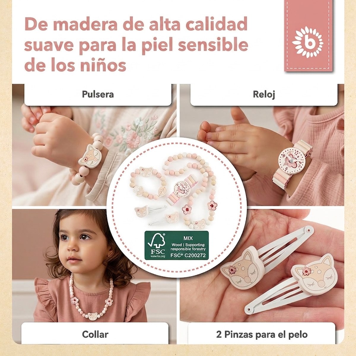 Holzschmuckset Reh Ella FSC® - ES Infographic