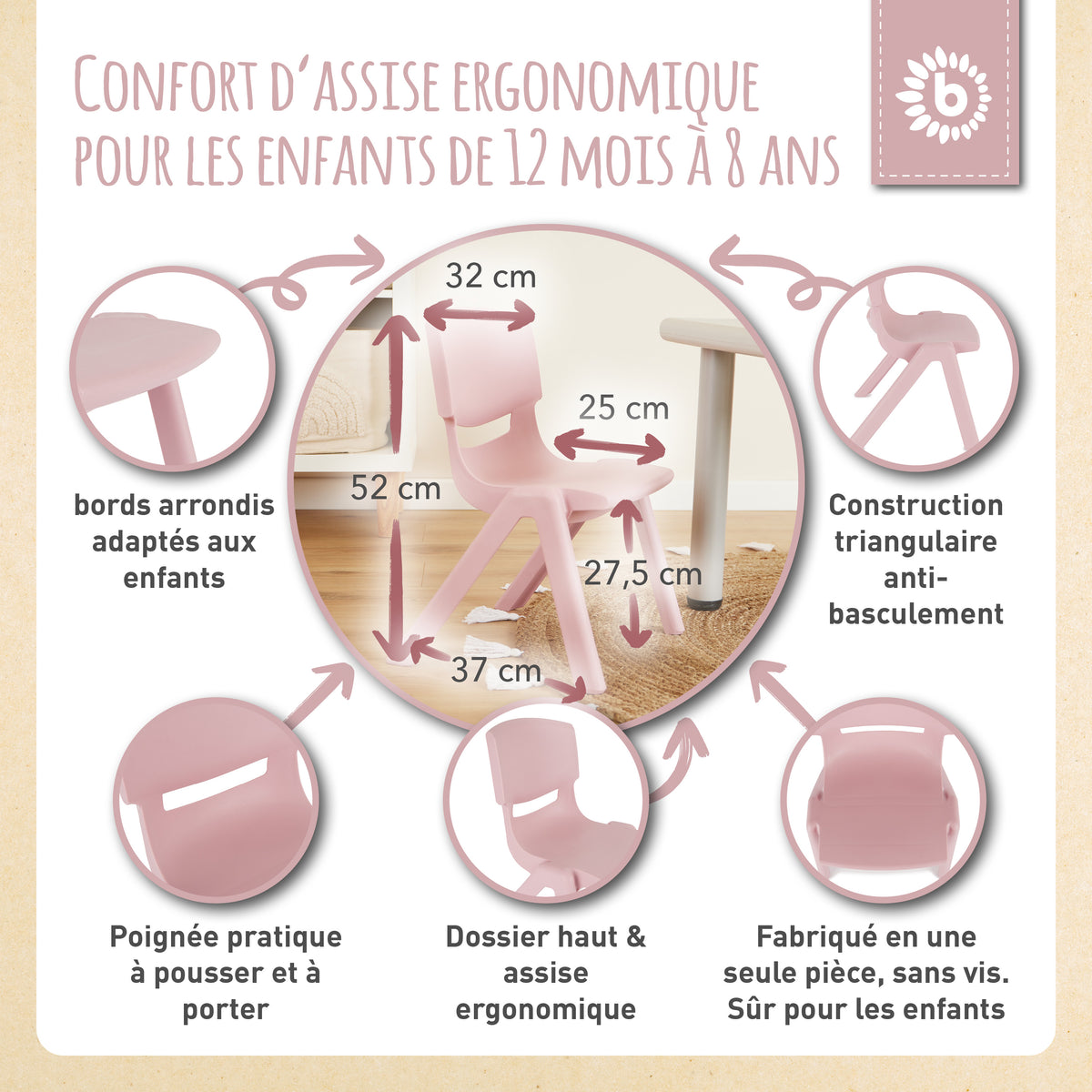 Kinderstuhl dreamy rose - FR Infographic
