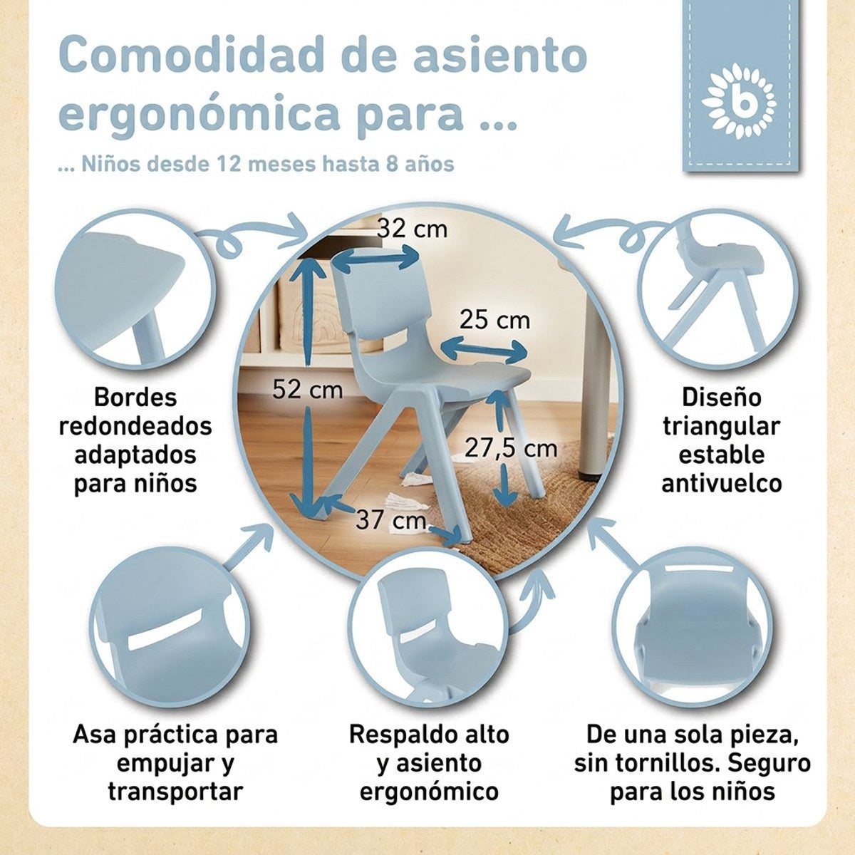 Kinderstuhl hazy blue - ES Infographic