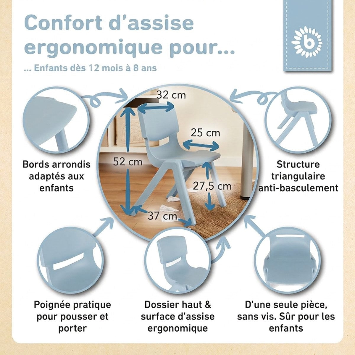 Kinderstuhl hazy blue - FR Infographic
