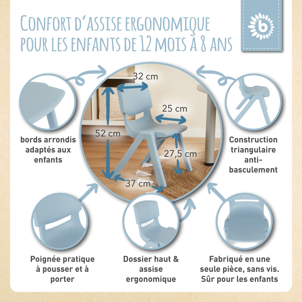 Kinderstuhl hazy blue - FR Infographic