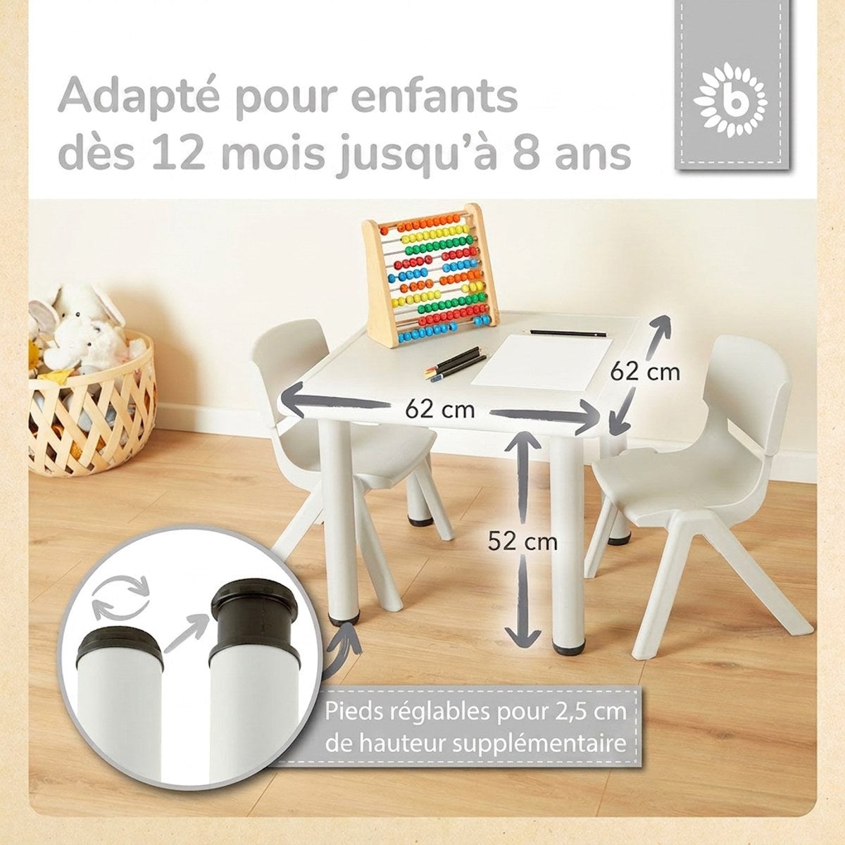 Kindertisch silver - FR Infographic