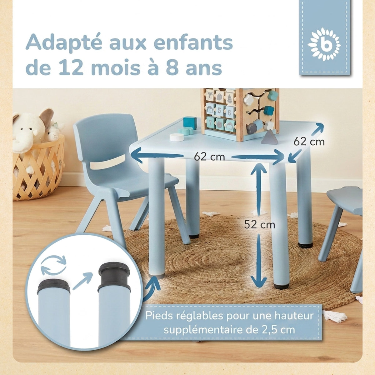 Kindertisch hazy blue - FR Infographic