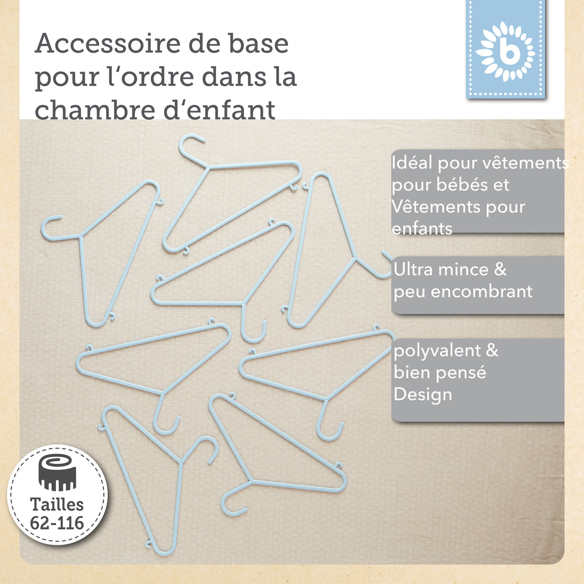 Kleiderbügel 8er Set hazy blue - FR Infographic