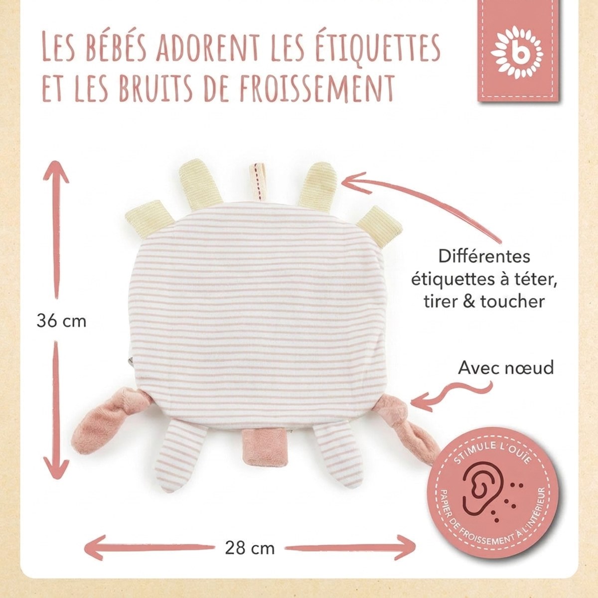 Knistertuch Reh Ella - FR Infographic