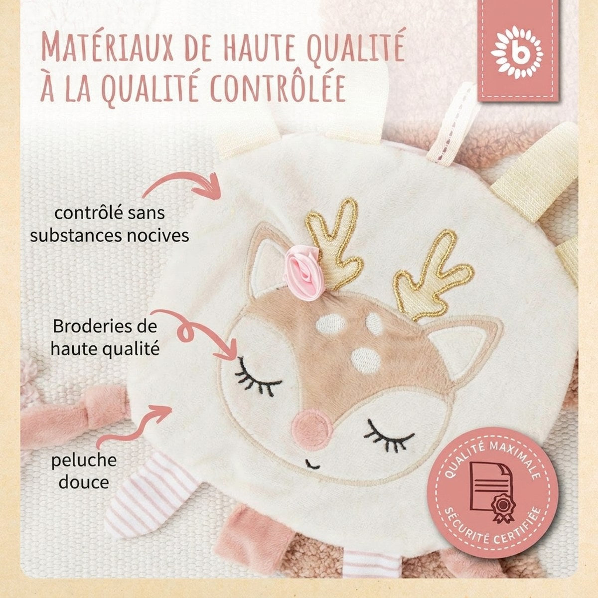 Knistertuch Reh Ella - FR Infographic