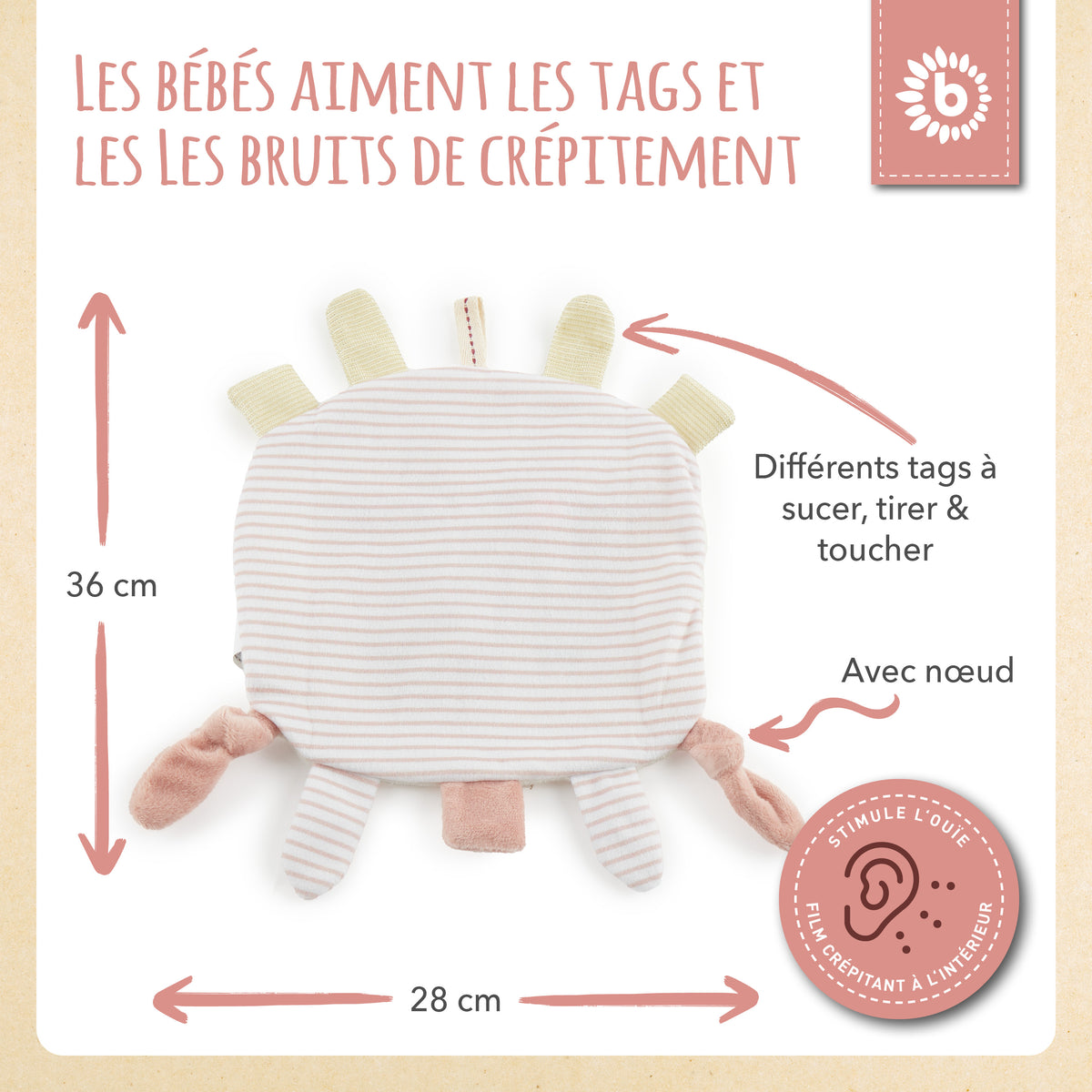 Knistertuch Reh Ella - FR Infographic