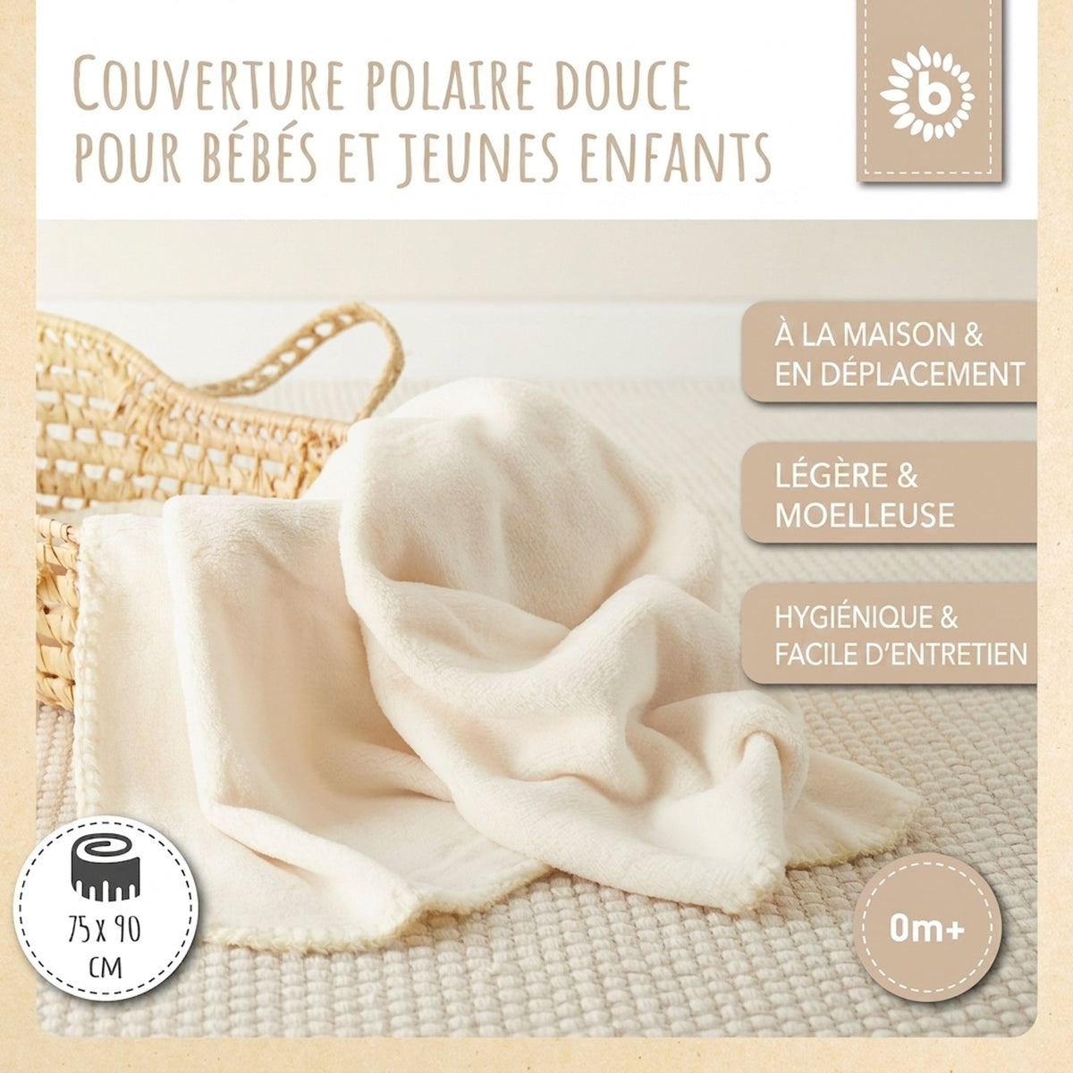 Kuscheldecke Fleece beige - FR Infographic