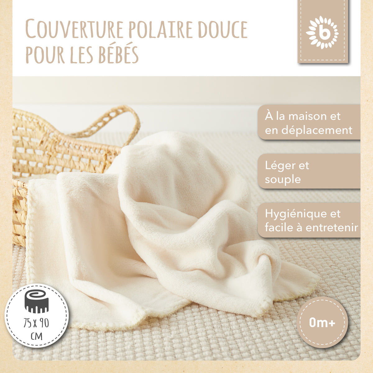 Kuscheldecke Fleece beige - FR Infographic