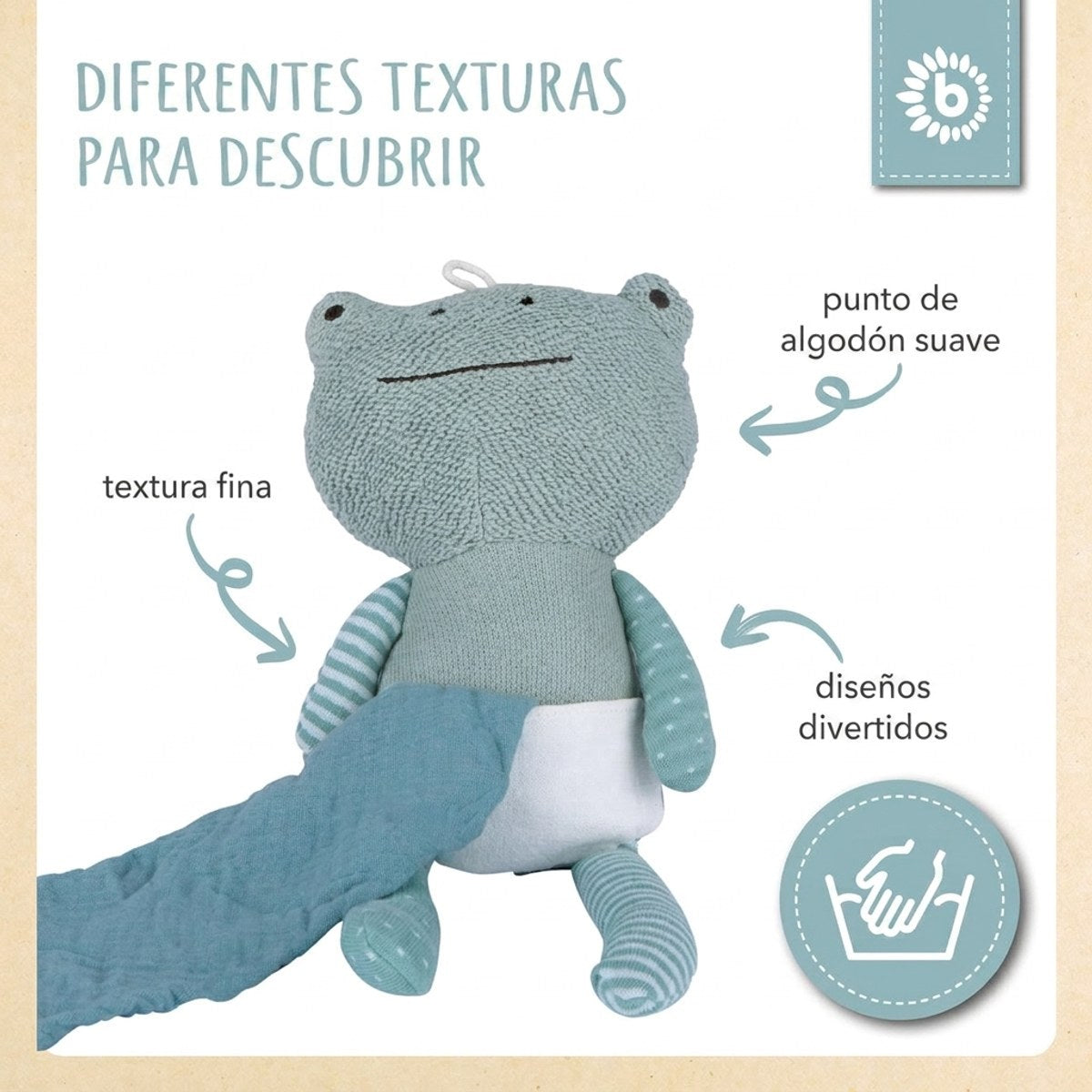 Kuscheltier Frosch mit Schmusetuch - ES Infographic