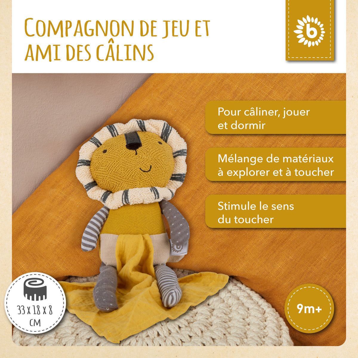 Kuscheltier Löwe mit Schmusetuch - FR Infographic
