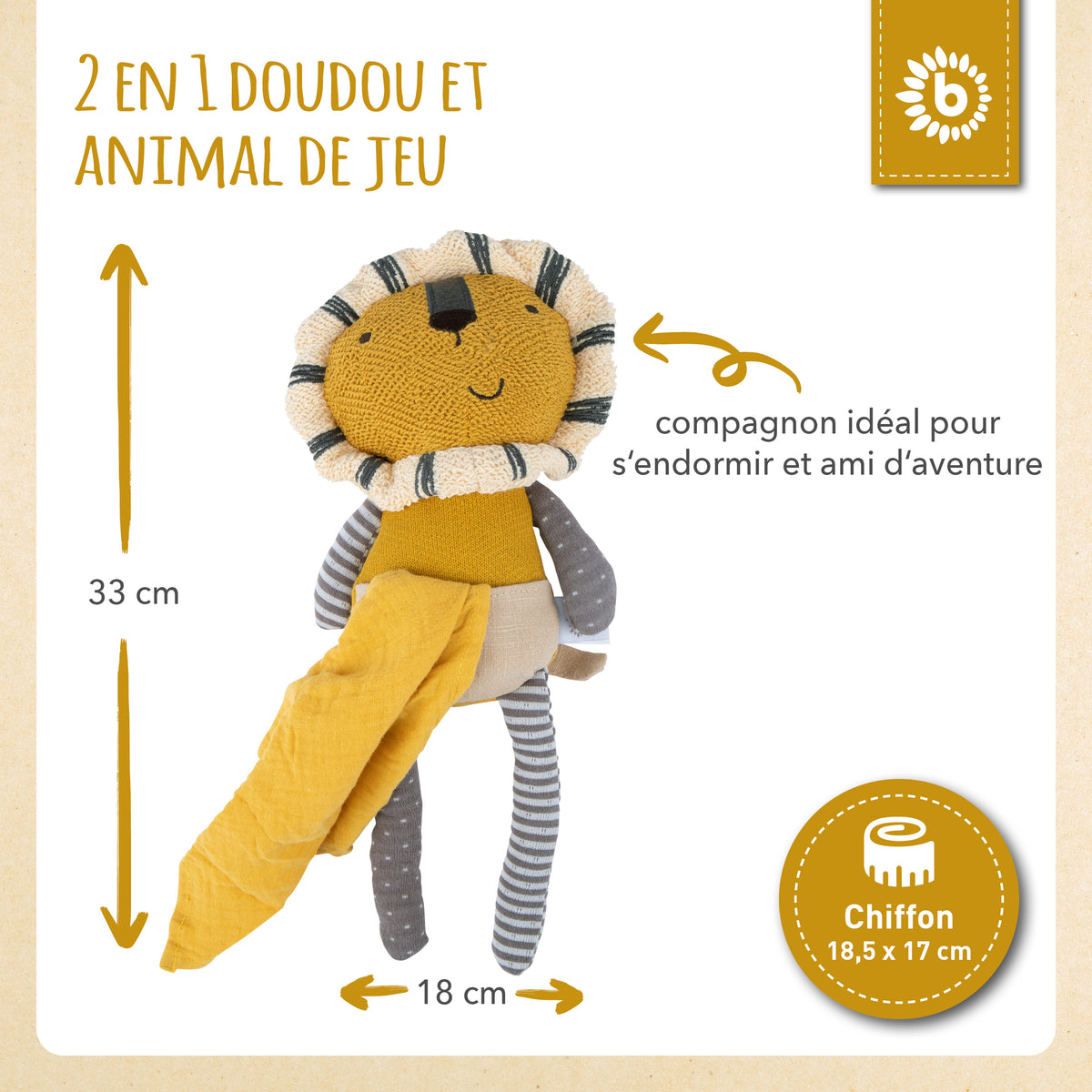 Kuscheltier Löwe mit Schmusetuch - FR Infographic