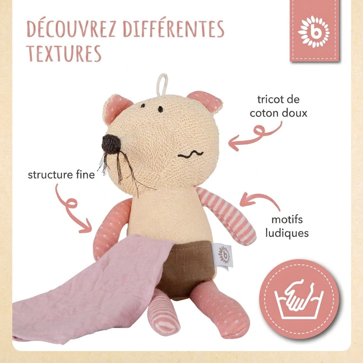 Kuscheltier Maus mit Schmusetuch - FR Infographic