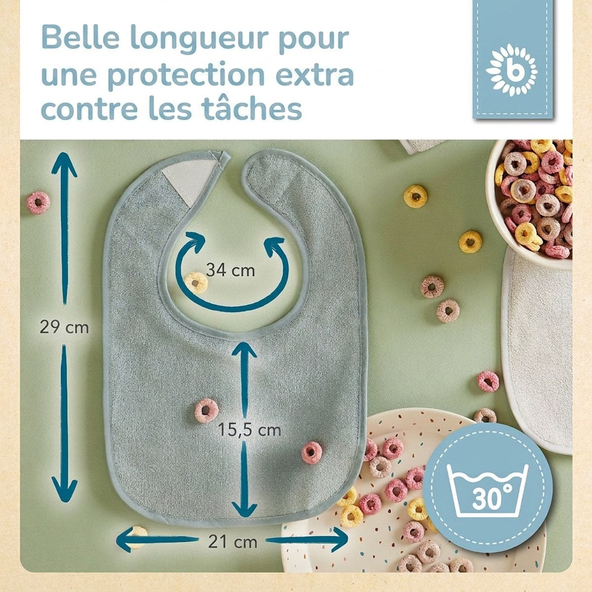 Lätzchen 10er Set teal - FR Infographic