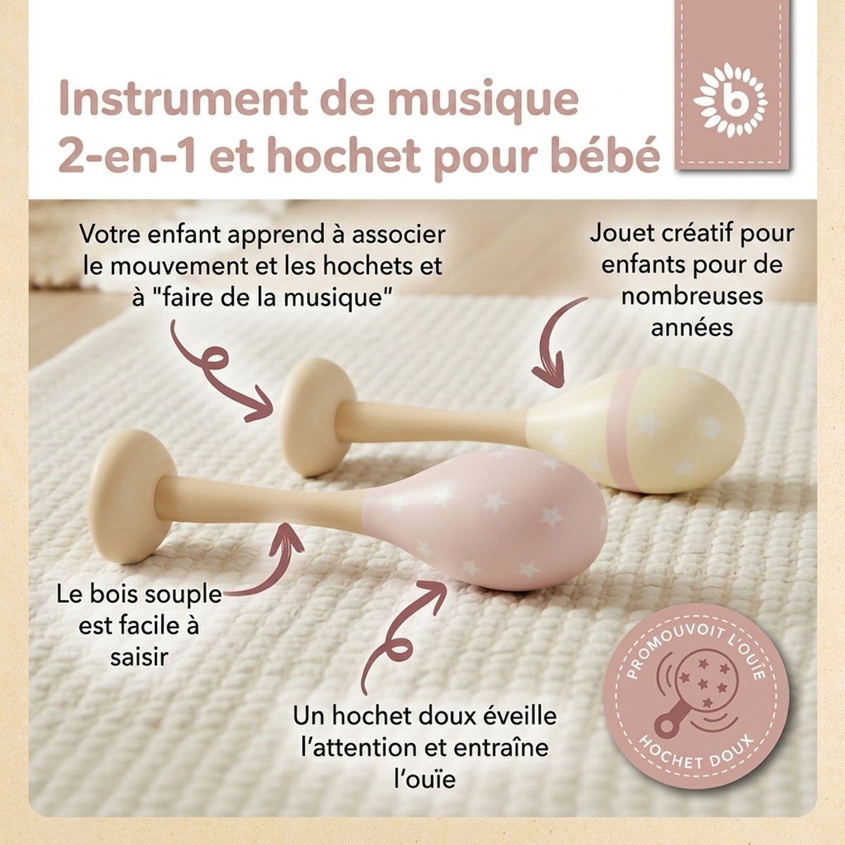 Maracas 2er Set dreamy rose - FR Infographic