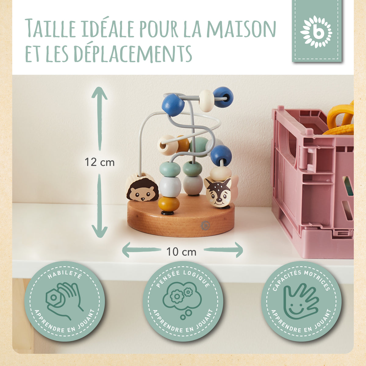 Mini Motorikschleife Waldtiere blau - FR Infographic