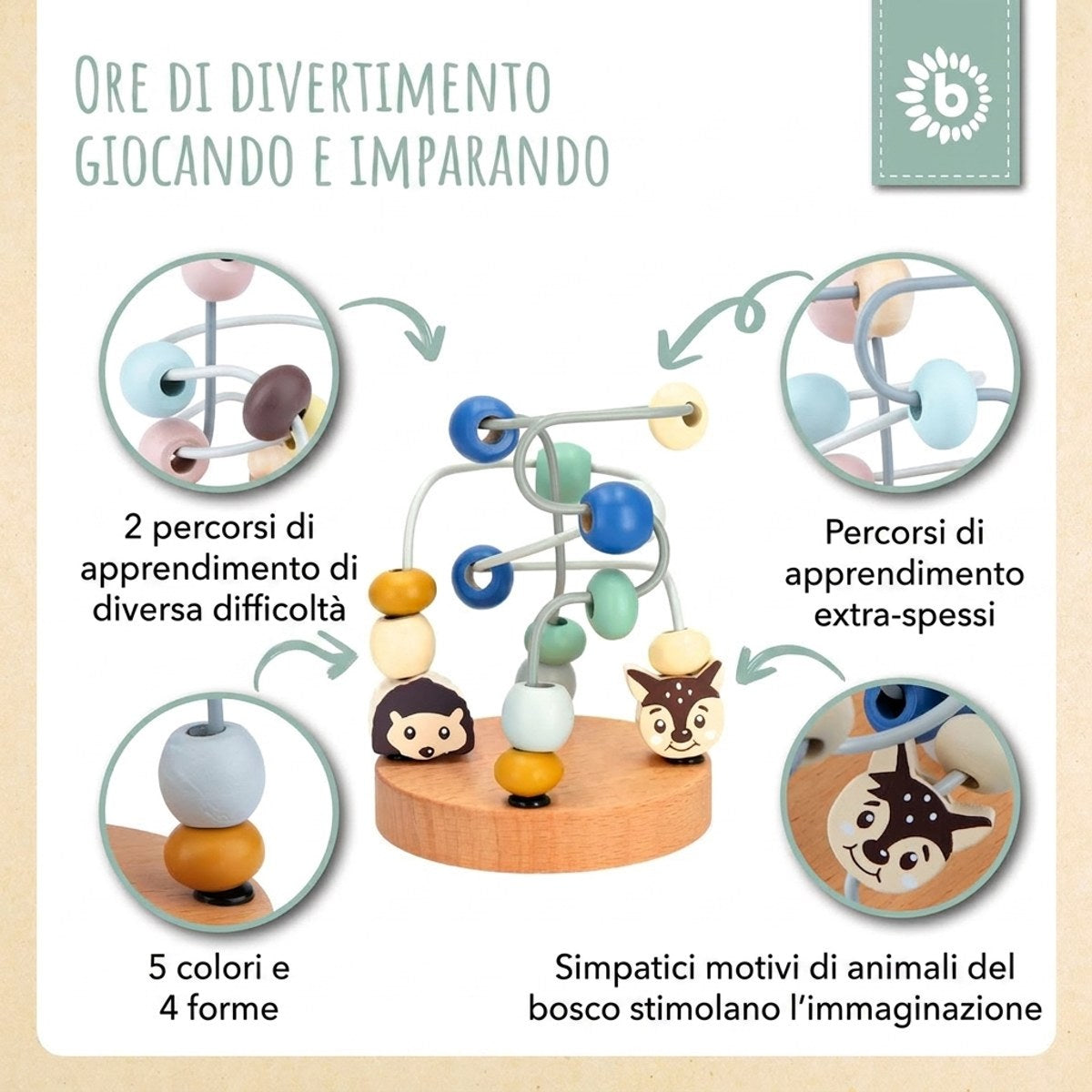 Mini Motorikschleife Waldtiere blau - IT Infographic