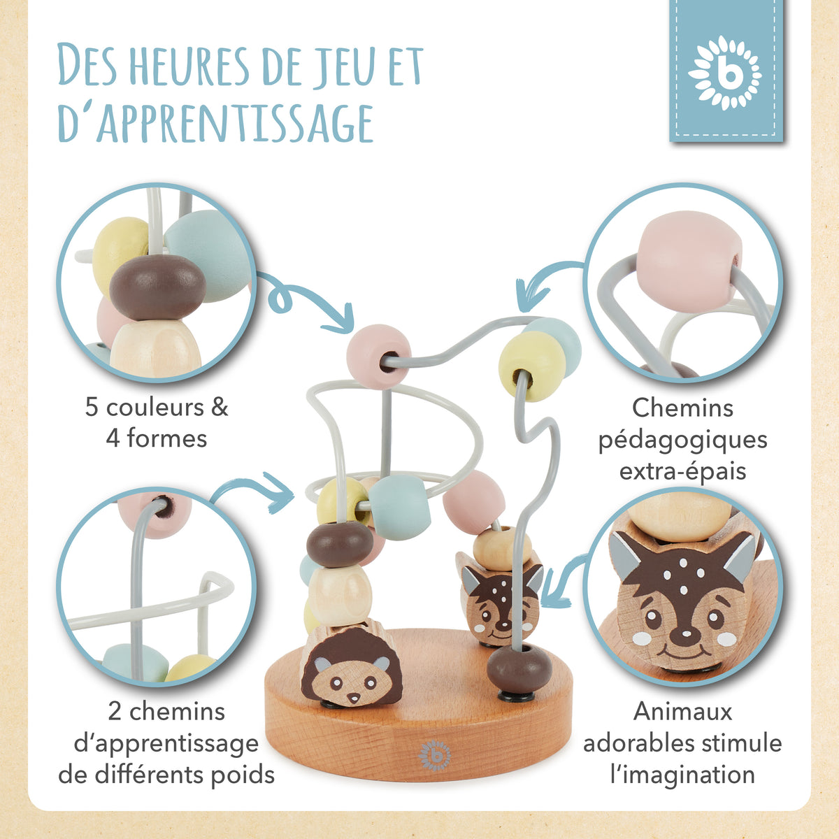 Mini Motorikschleife Waldtiere rose - FR Infographic