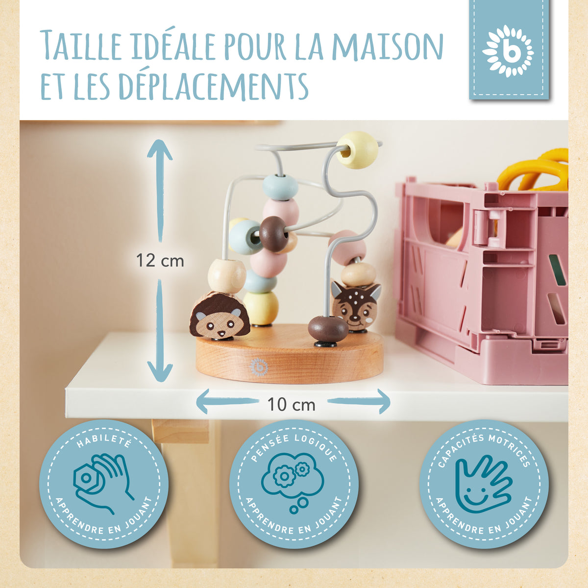 Mini Motorikschleife Waldtiere rose - FR Infographic