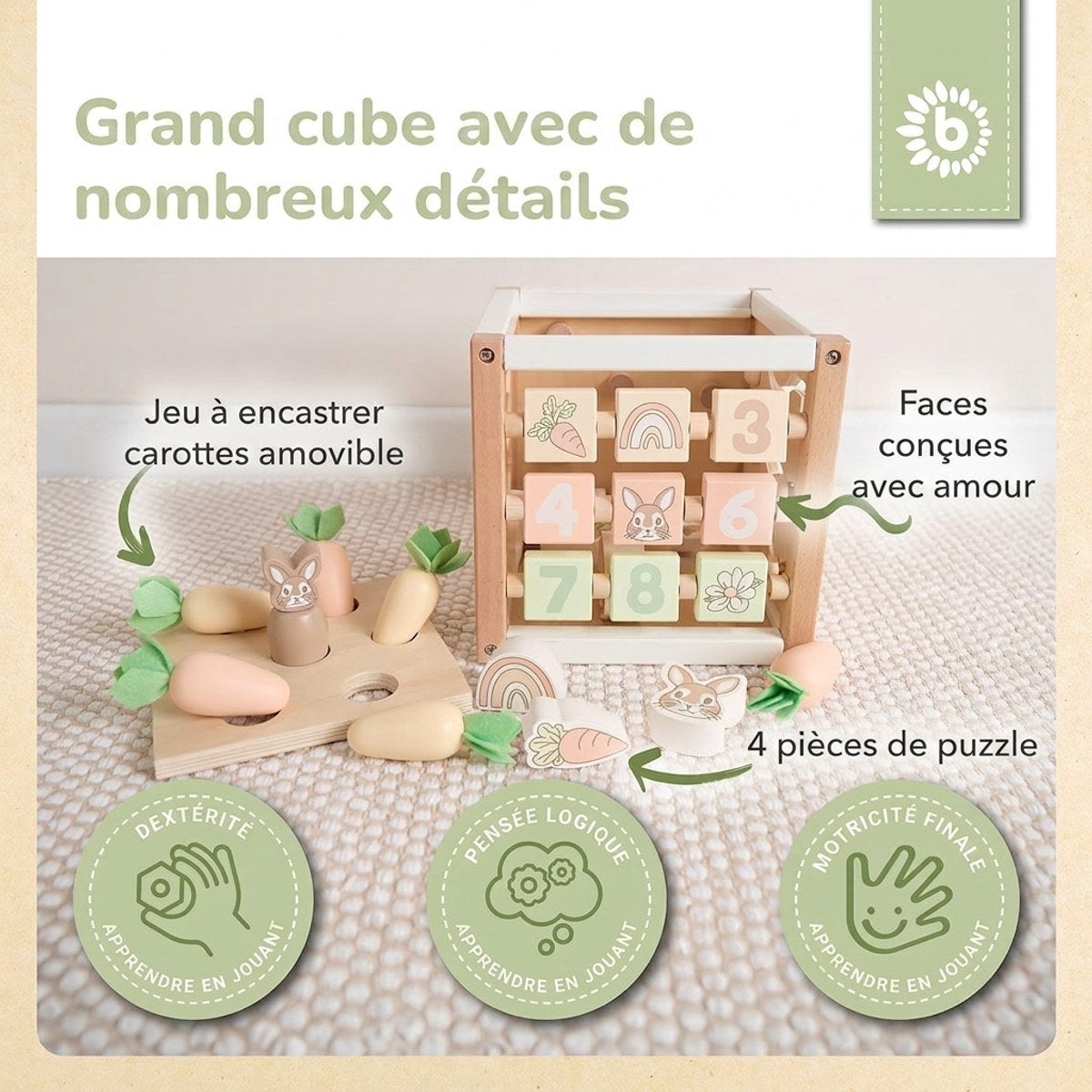 MOTORIKWÜRFEL HASE FINE FSC® - FR Infographic
