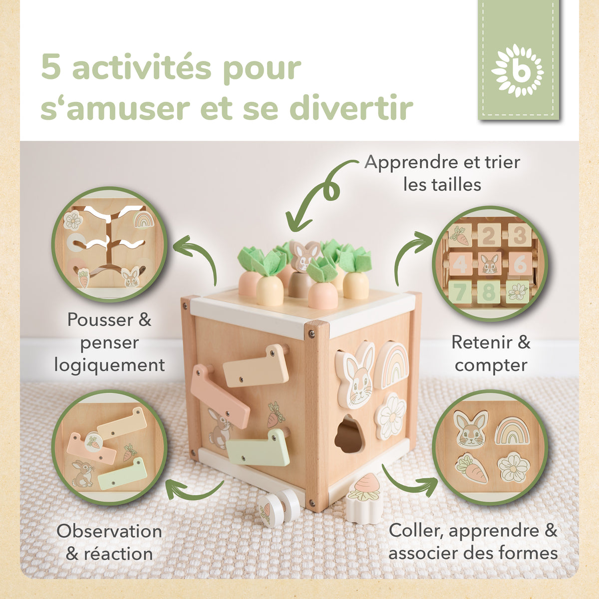 MOTORIKWÜRFEL HASE FINE FSC® - FR Infographic
