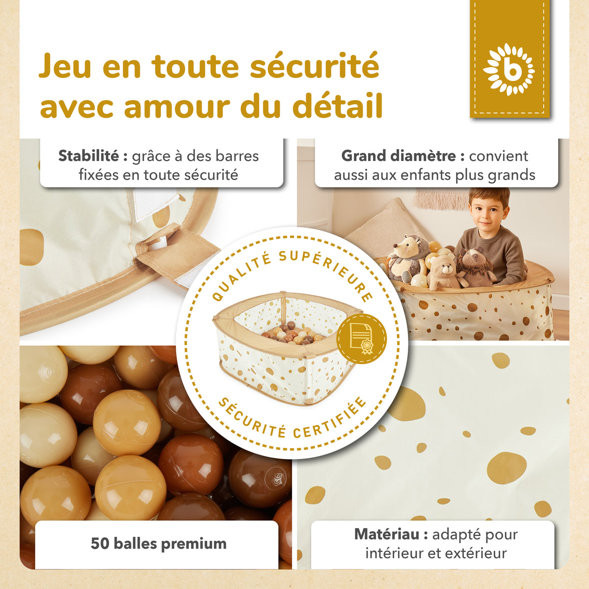 Pop up Bällebad Dots mit 50 Bällen - FR Infographic