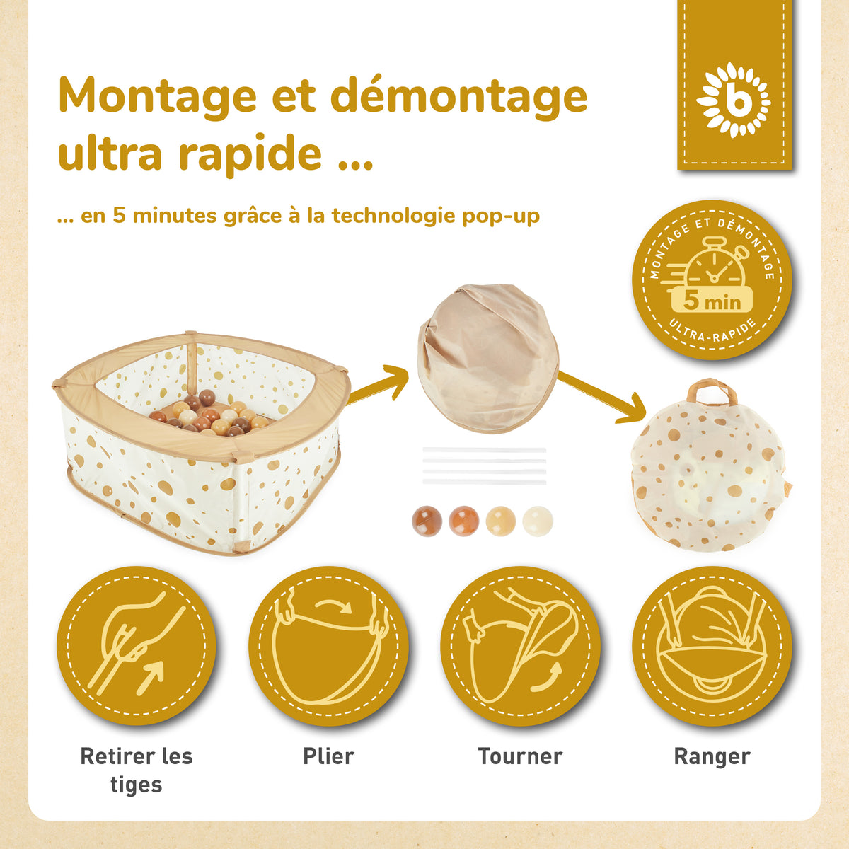 Pop up Bällebad Dots mit 50 Bällen - FR Infographic