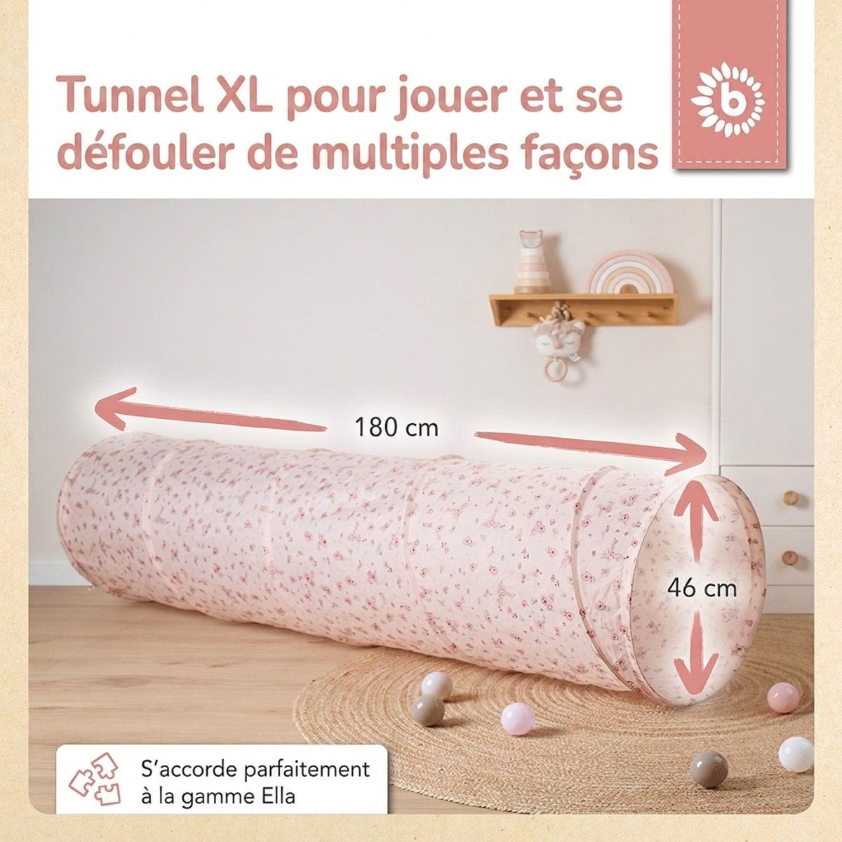 Pop Up Spieltunnel Dreamy Flowers - FR Infographic
