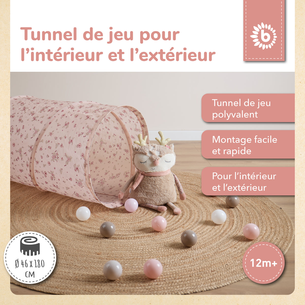Pop Up Spieltunnel Dreamy Flowers - FR Infographic