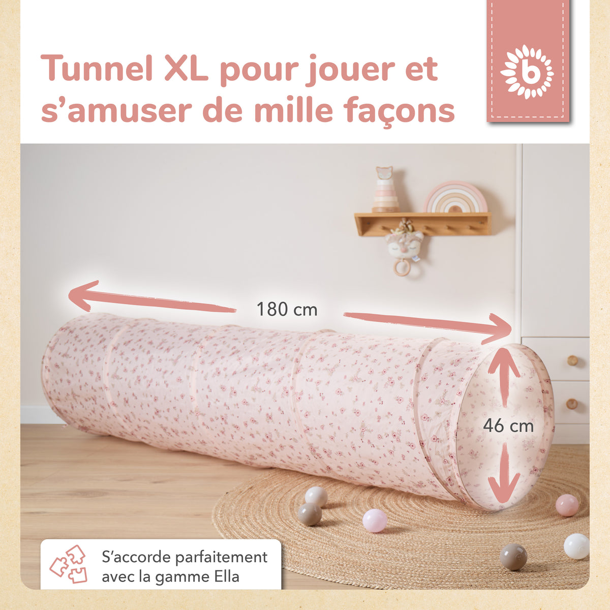 Pop Up Spieltunnel Dreamy Flowers - FR Infographic
