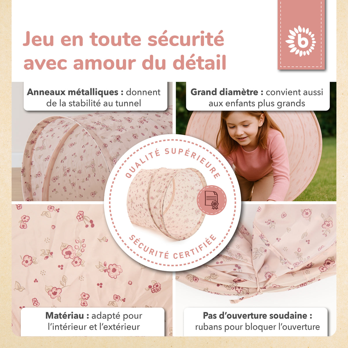 Pop Up Spieltunnel Dreamy Flowers - FR Infographic