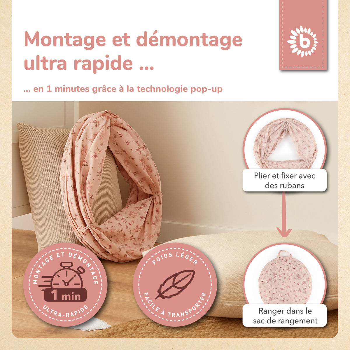 Pop Up Spieltunnel Dreamy Flowers - FR Infographic