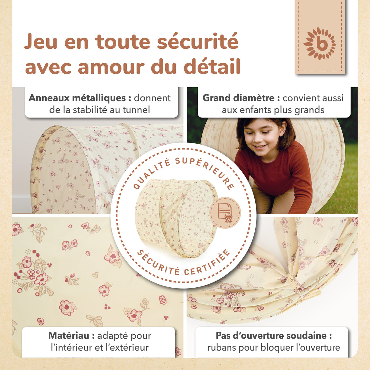 Pop Up Spieltunnel Vintage Flowers - FR Infographic