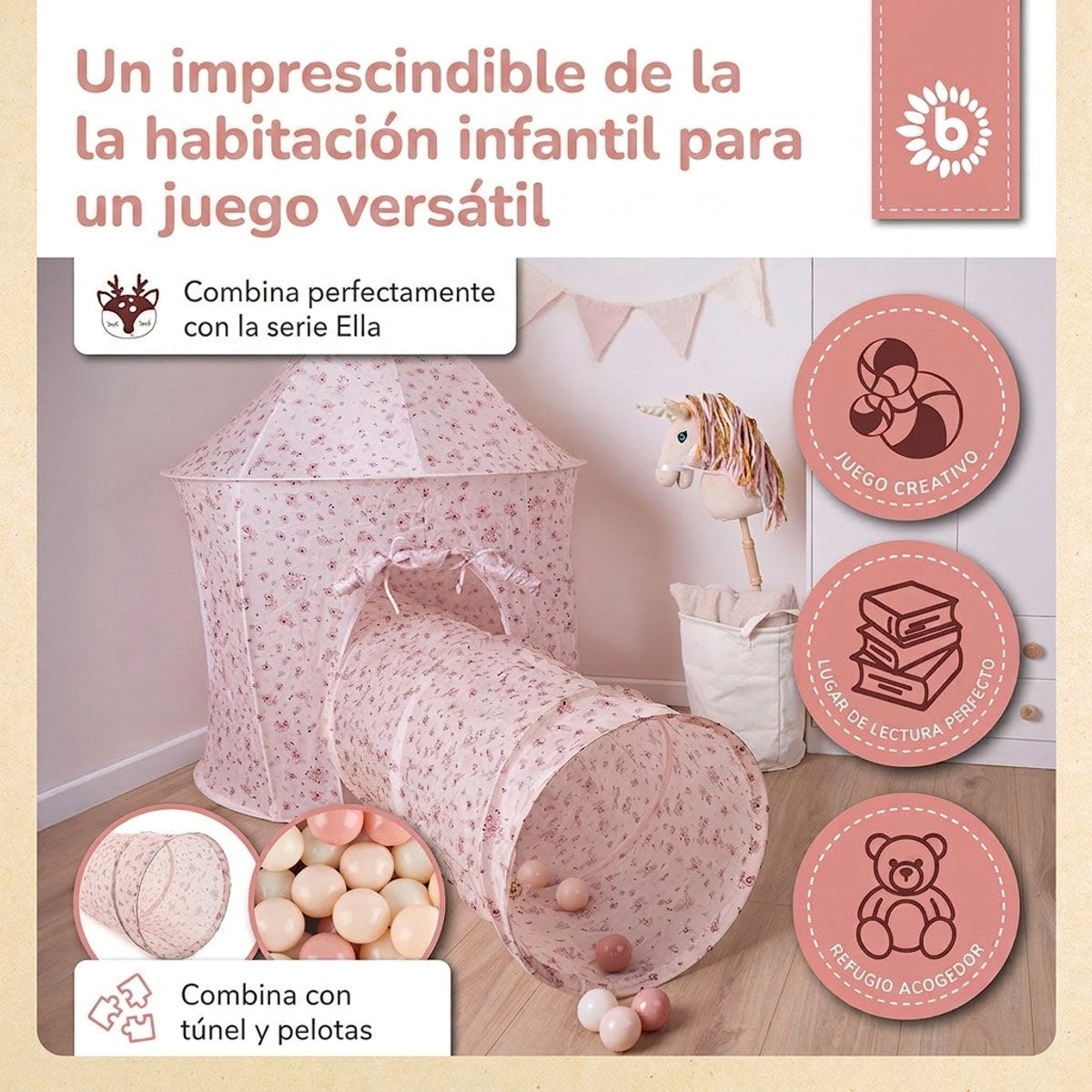 Pop Up Spielzelt Dreamy Flowers - ES Infographic