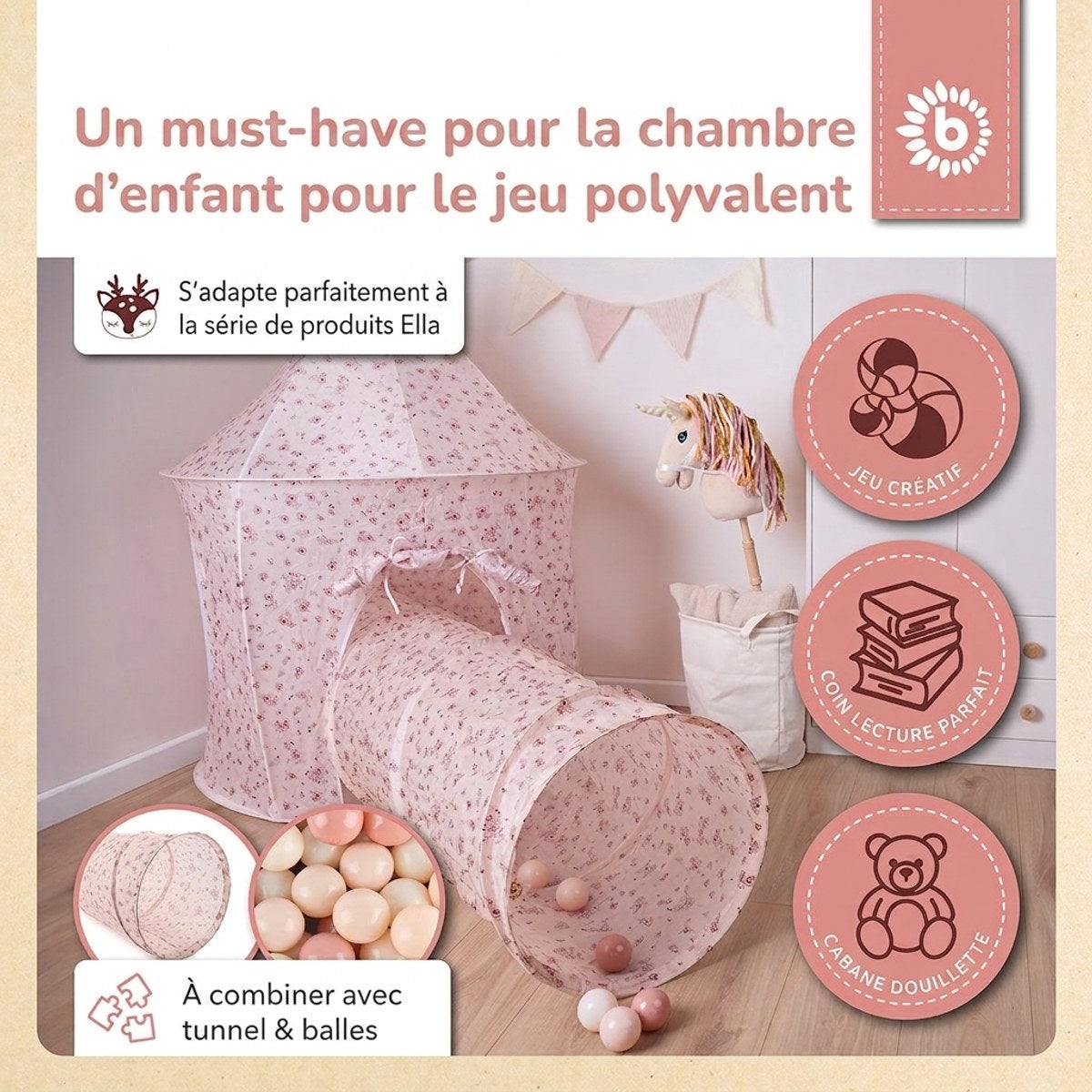 Pop Up Spielzelt Dreamy Flowers - FR Infographic