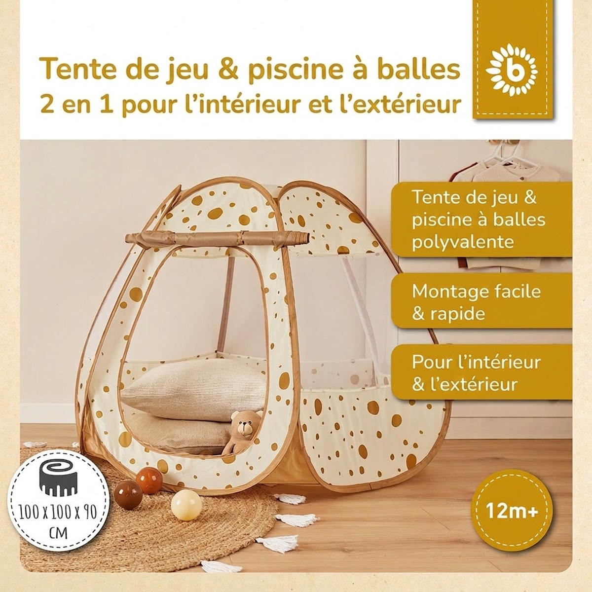 Pop up Spielzelt und Bällebad Dots mit 50 Bällen - FR Infographic